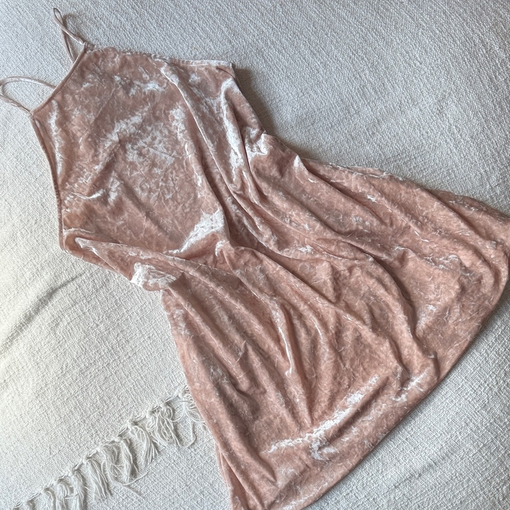 Light Pink Velvet Slip Dress